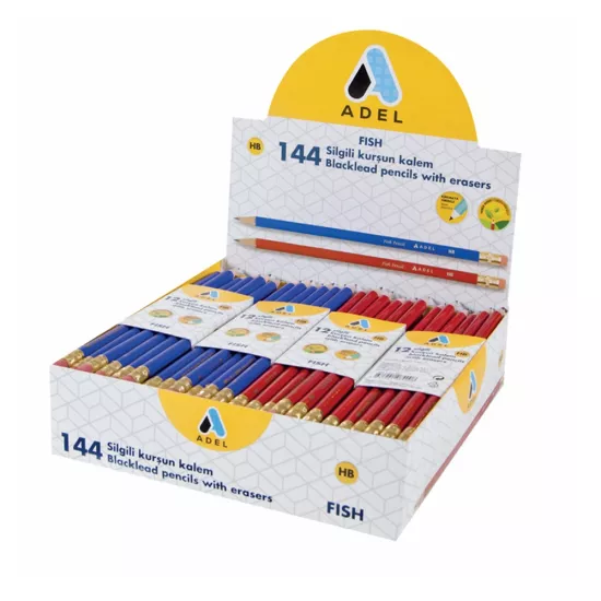 Adel Fish Pencil Silgili Kurşun Kalem 12 li Paket
