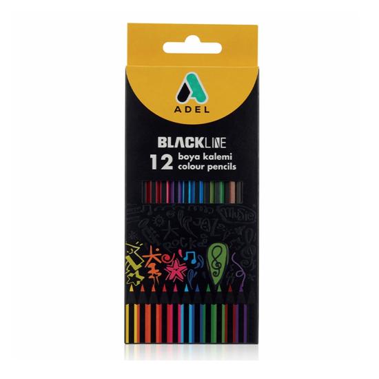 Adel Kuru Boya Kalemi Blackline 12Li Tam Boy