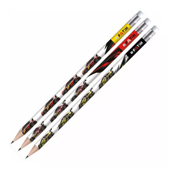 Fatih Süper Car Serisi Silgili Kurşun Kalem 4 Adet