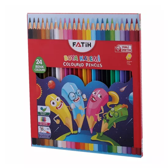 Fatih Kuru Boya Kalemi 24 Renk Tam Boy 