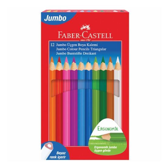 Faber Castell Kuru Boya Kalemi Jumbo 12Li Tam Boy