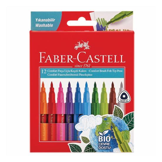Faber Castell Keçeli Kalem Comfort Fırça Uçlu 12Li Bio