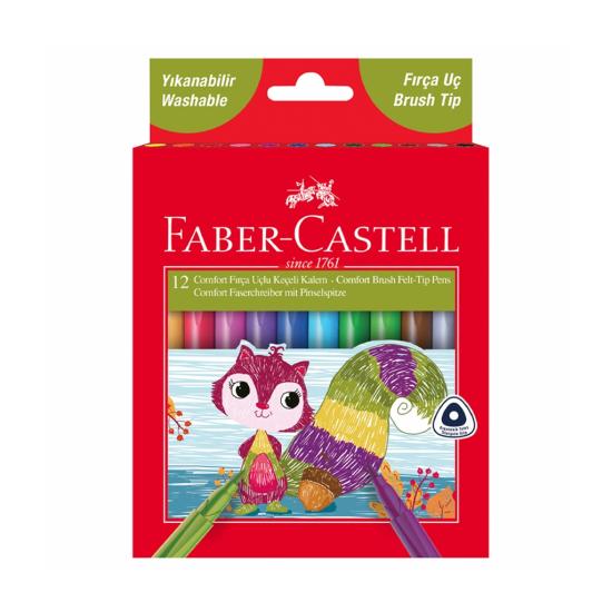 Faber Castell Keçeli Kalem Comfort Fırça Uçlu 12Li