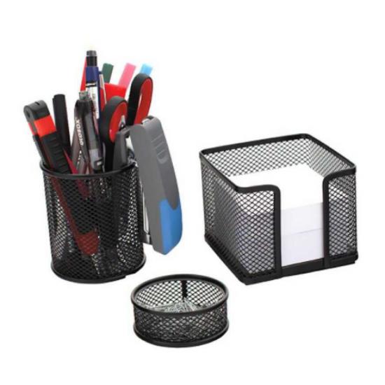 GLOBOX METAL OFİS SETİ KALEMLİK SİYAH 3LÜ NO: 6643