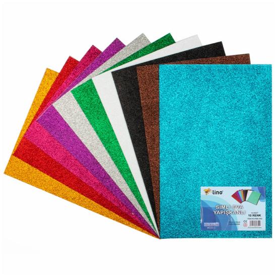 Eva 50*70 Cm 10 Renk 2 Mm Simli Yapışkanlı 10Lu 