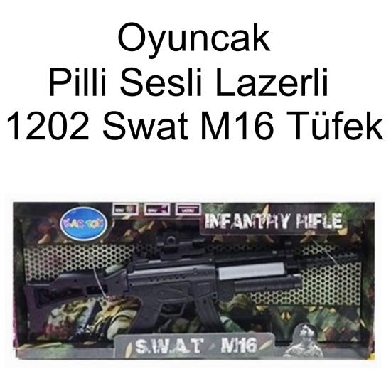 Pilli Sesli Lazerli 1202 Swat M16 Tüfek