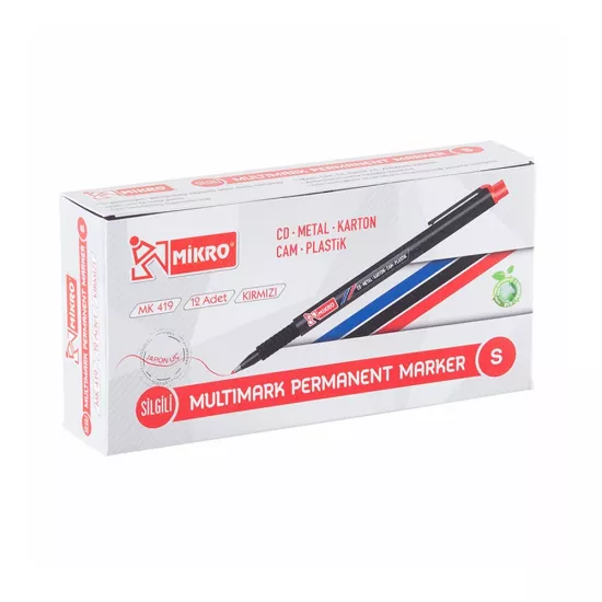 Mikro Asetat Kalemi Mk-419 S Kırmızı 12 Adet