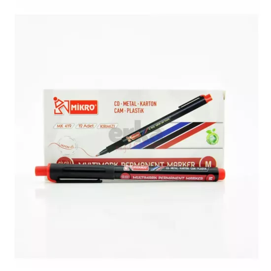 Mikro Asetat Kalemi Mk-419 M Kırmızı  12 Adet