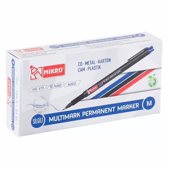 Mikro Asetat Kalemi Mk-419 M Mavi  12 Adet