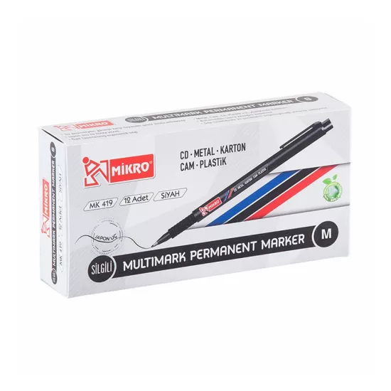 Mikro Asetat Kalemi Mk-419 M Siyah 12 Adet