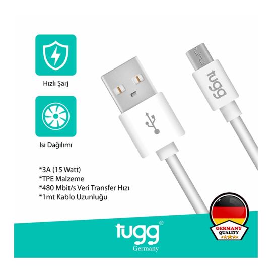 Tugg Şarj Kablosu ve Veri Aktarımı 1 Mt USB+Micro 