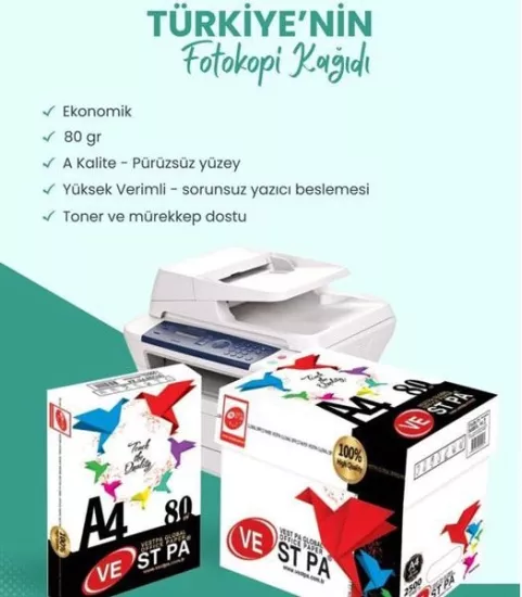 Vestpa A4 Fotokopi Kağıdı 80 Gr 500 lü Paket