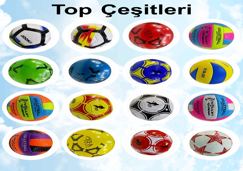 top çeşitleri, basketbol, voleybol, futbol, plastik top, deniz topu, rugby